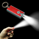 Custom Pad Printed Silver & Red Rectangle Flash Light Keychain - FLA030PP