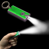Custom Pad Printed Silver & Green Rectangle Flash Light Keychain - FLA032PP
