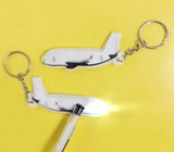 Custom Airplane Shaped PVC Flashlight Keychain - AAKC11