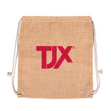 Custom Printed India Jute Drawstring Bag - B717-19