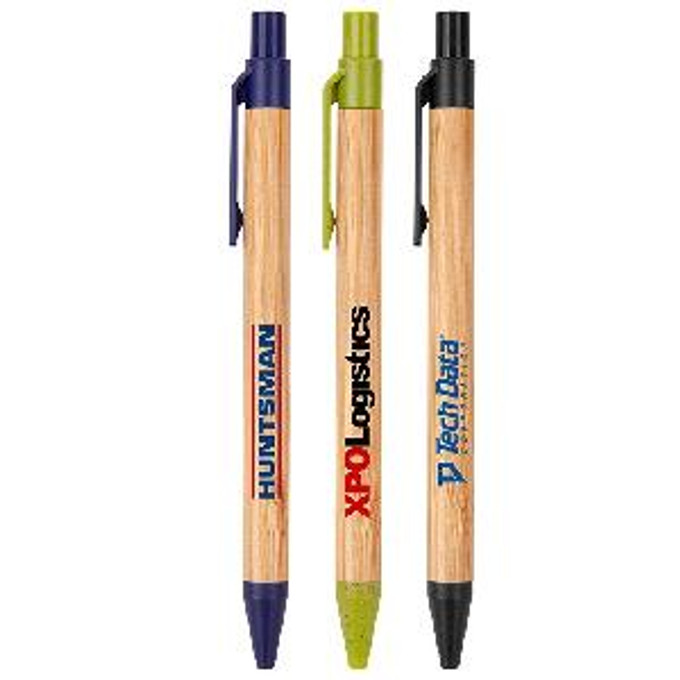 Custom Printed The Albury Bamboo Wheat Straw Click-Action Ballpoint Pen - P783
