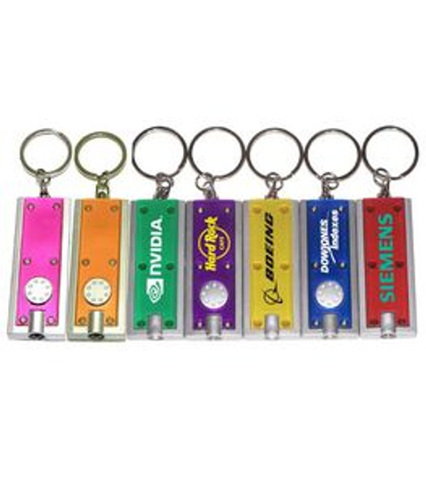 Custom Slim Rectangular Flashlight w/Swivel Key Chain - FL1008