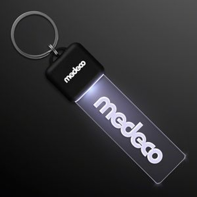 Custom White LED Keychain Light - Domestic Print - 12450-WT-5