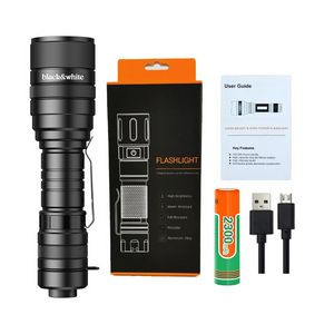 Custom LED 1000 Lumens Zoom Flashlight Extremely Bright, Water Resistant, USB-C Powered Rechargeable 2300mA - FL-F5C-OCEAN