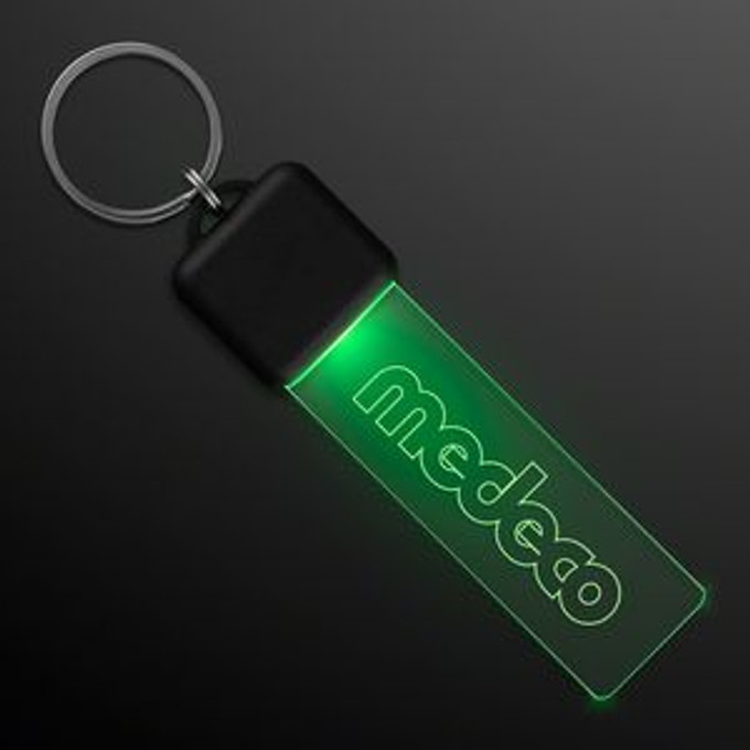 Custom Laser Engraved - Green LED Keychain Light - Domestic Print - 12450-GN-LZ