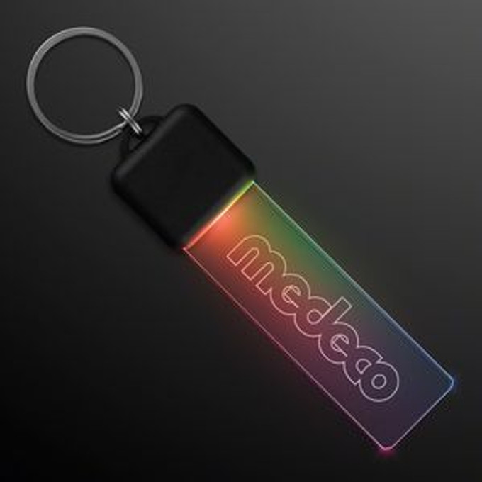 Custom Laser Engraved - Multicolor LED Keychain Light - Domestic Print - 12450-SLOW-LZ