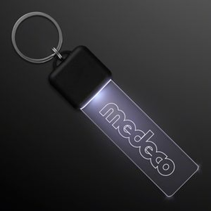 Custom Laser Engraved - White LED Keychain Light - Domestic Print - 12450-WT-LZ