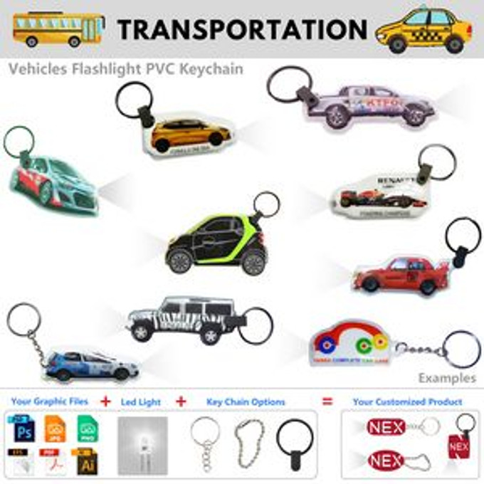 Custom Various Vehicle Keychain LED Flashlight - N050333