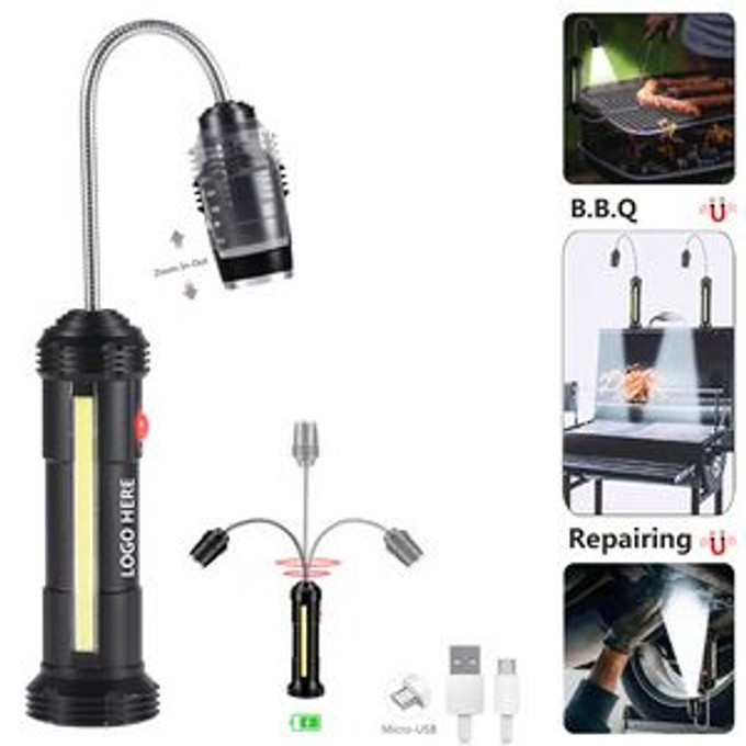 Custom Adjustable Neck COB Flashlight With Zoom - N020986 Custom Adjustable Neck COB Flashlight With Zoom - N020986