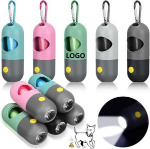 Custom Pets Plastic Dog Waste Bag Dispenser w/Built-in LED Flashlight & Metal Carabiner (1 4/5"x4 1/5") - HL16240406