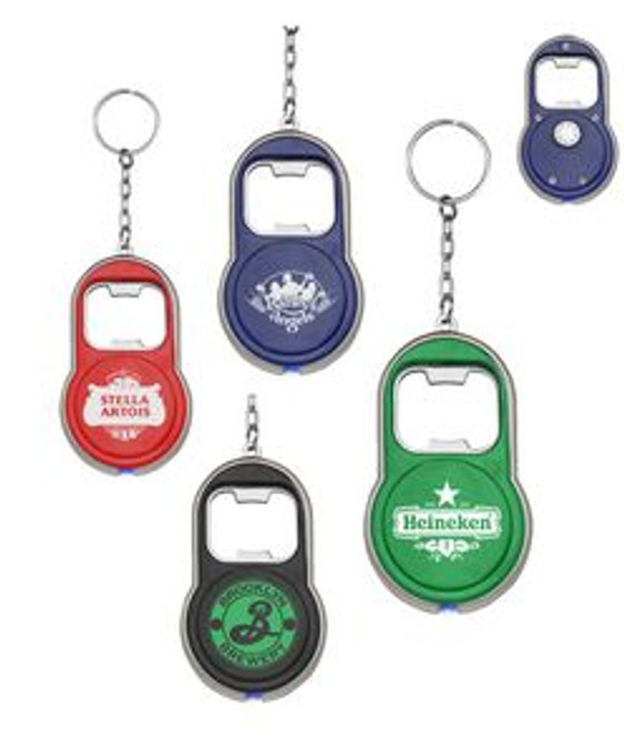 Custom Bottle Opener with LED Flashlight Keychain - 154