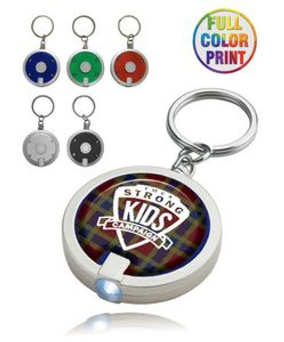 Custom Round LED Light with Key Ring - Full Color Print - DM726