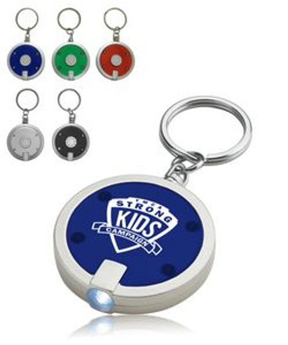Custom Round LED Flashlight Key Chain - 1 Color Print - 726