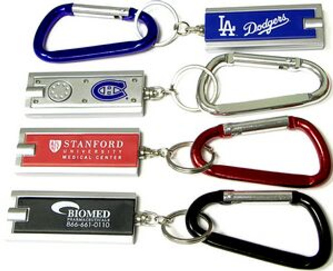 Custom Rectangular Flashlight Key Chain w/70 Mm Carabiner - FL1010-CB