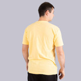 Back view of Pickleball Central's Heritage Pickle-ball Groovy Front Logo Unisex T-Shirt on a male model in the color Banana Cream.