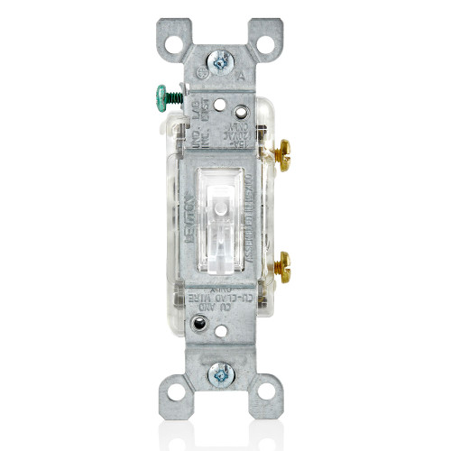 leviton, toggle, single pole, switch, led, illuminated, illuminated switch