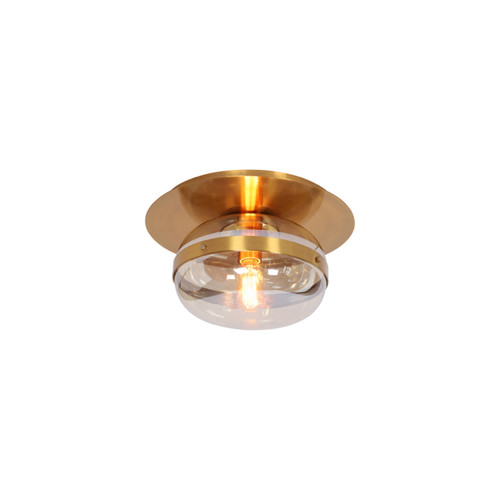 Eurofase Lighting 37086-015 Nottingham Small 1-Light Indoor Incandescent Flushmount, 120V, 60W, Ancient Brass with Amber Shade