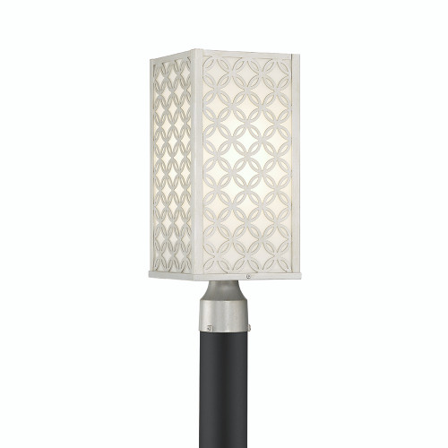Eurofase Lighting 42700-025 Clover LED Outdoor Post Lantern, 120V, 37W, 1100 Lumens, 3000K, Aged Silver with White Glass
