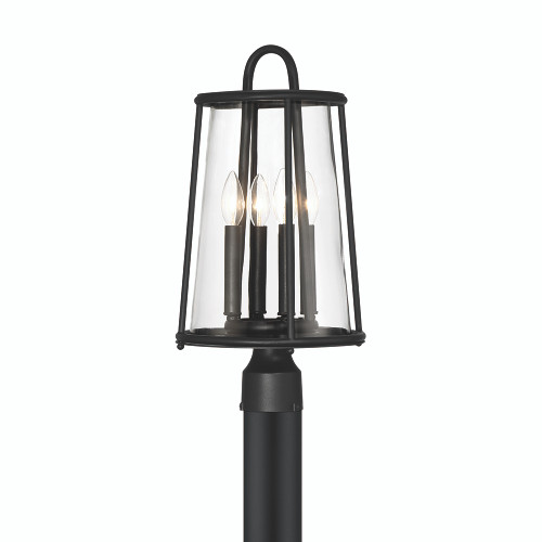 Eurofase Lighting 42723-011 Daulle 4-Light Outdoor Post Light, 120V, 240W, Satin Black with Clear Glass