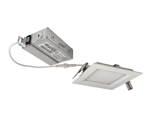 Nora Lighting NEFLINTW-S4MPW 4" E-Series FLIN Canless Square LED Downlight with Selectable CCT (2700K-5000K), 120V, 10.5W, 650 Lumens, Matte Powder White