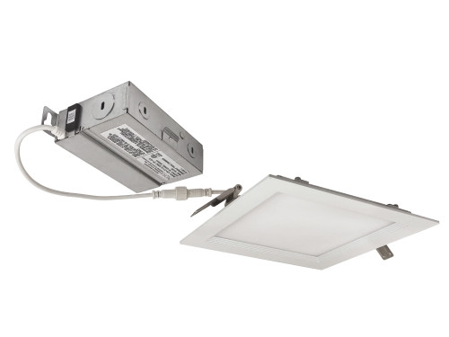 Nora Lighting NEFLINTW-S6233MPWLE4 6" E-Series FLIN Canless Square LED Downlight with Selectable CCT (2700K/3000K/3500K), 120/277V, 13.5W, 1150 Lumens, Matte Powder White