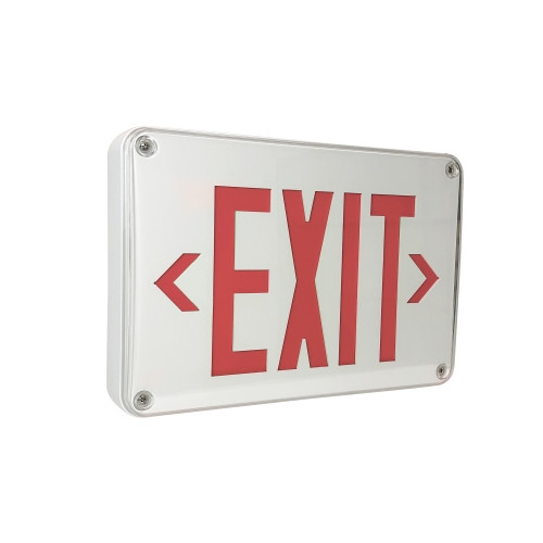 Nora Lighting NX-617-LED/R-CC Wet Location LED Exit Sign for Cold Weather Location, Battery Backup and Self Diagnostics, White Housing with Red Letters