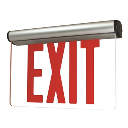 Nora Lighting NX-822-LEDR1CA NYC Approved LED Edge-Lit Exit Sign with Adjustable Housing and Battery Backup, Single Face/Clear Acrylic, Natural Aluminum