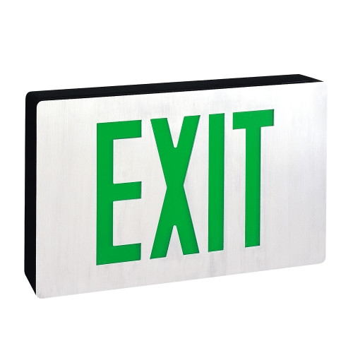 Nora Lighting NX-616-LED/G/2F Die-Cast LED Exit Sign with Battery Backup and Self Diagnostic, Double Face, Green Letters
