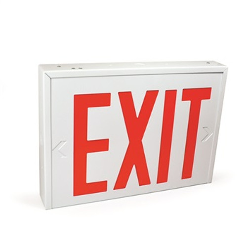 Nora Lighting NX-550-LEDU/R Steel Body NYC Approved Exit Sign, White Housing with Red Letters
