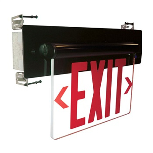 Nora Lighting NX-813-LEDRMB LED Exit Sign, AC Only, Single Face/Mirrored Acrylic, Black Housing with Red Letters