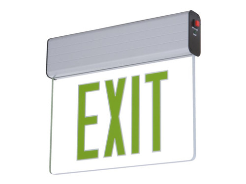 Sure-Lites EUS70G Surface EdgeLit LED Exit Sign, Self-Powered, Universal Face, 120-277V, Anodized Aluminum with Green Letters