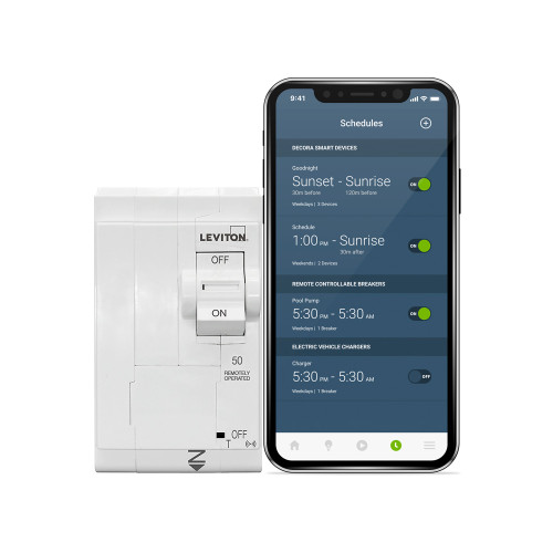 Leviton LB250-ST Smart Branch Circuit Breaker with Remote Control, 2 Pole, 50A
