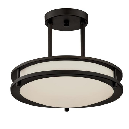 Westinghouse 6355200 Lauderdale 12-Inch, 15-Watt LED Indoor Semi-Flush Mount Ceiling Fixture, Oil Rubbed Bronze Finish with White Acrylic Shade