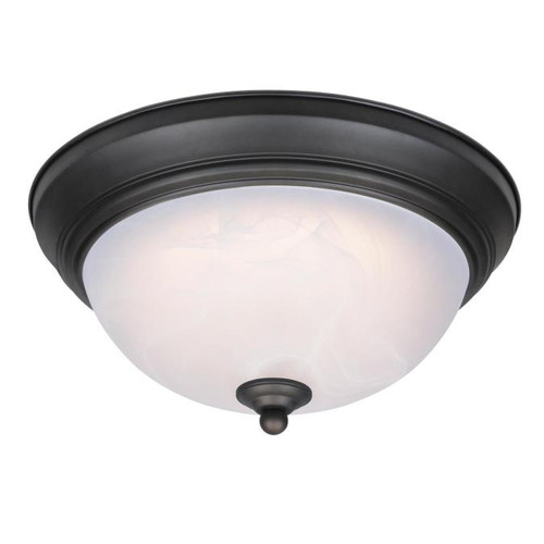 Westinghouse 6400600 11-Inch Dimmable LED Indoor Flush Mount Ceiling Fixture, Oil Rubbed Bronze Finish with White Alabaster Glass
