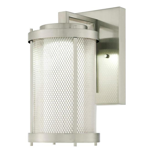 Westinghouse 6318300 Skyview One-Light LED Outdoor Wall Fixture, Brushed Nickel Finish with Mesh, Clear and Frosted Glass