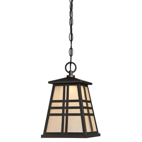 Westinghouse 6339800 Creekview One-Light LED Outdoor Pendant, Oil Rubbed Bronze Finish with Amber Frosted Seeded Glass