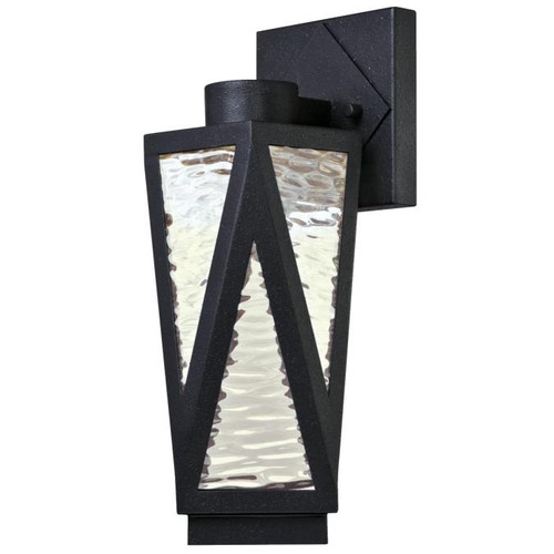 Westinghouse 6374700 Zion Dimmable LED Outdoor Wall Fixture, Textured Iron Finish with Clear Water Glass