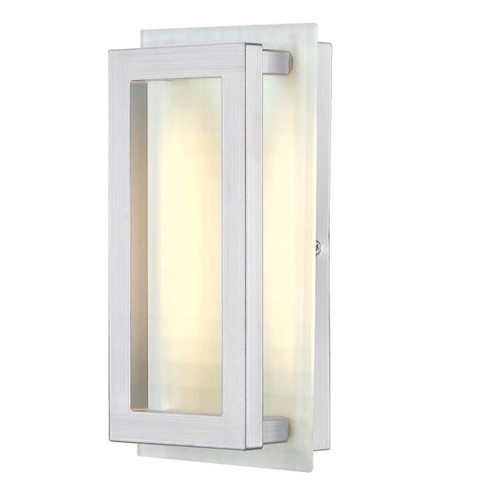 Westinghouse 6579200 Matthew Dimmable LED Indoor/Outdoor Wall Fixture, Nickel Luster Finish with Frosted Waffle Glass