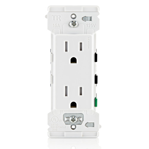 leviton, decora, decora edge, receptacle, outlet, plug, tamper resistant, tamper resistant outlet, tamper-resistant, decora edge outlet, decora edge receptacle, push and click receptacle