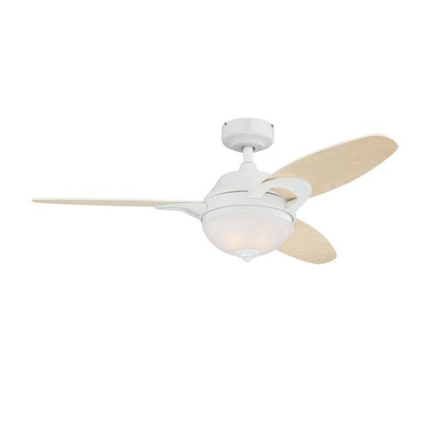 Westinghouse 7237200 Arcadia Dimmable LED 46" Indoor Ceiling Fan, White Finish with Reversible Light Maple/White Blades, Frosted White Alabaster Glass