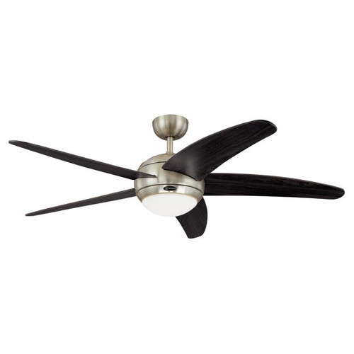 Westinghouse 7223800 Bendan Dimmable LED 52" Indoor Ceiling Fan, Satin Chrome Finish with Wengue Blades, Opal Frosted Glass