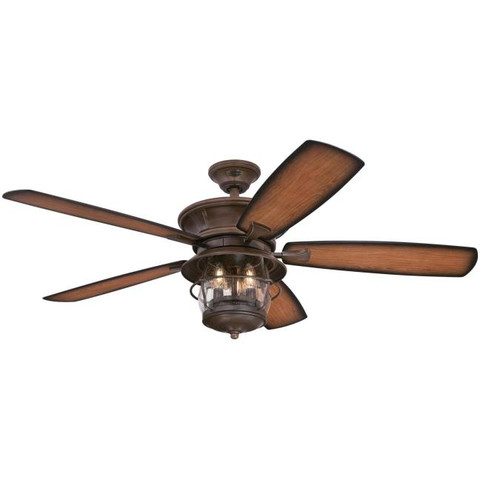 Westinghouse 7233400 Brentford Dimmable LED 52" Indoor/Outdoor Ceiling Fan, Aged Walnut Finish with Reversible ABS Dark Cherry with Shaded Edge/Walnut Blades, Clear Seeded Glass