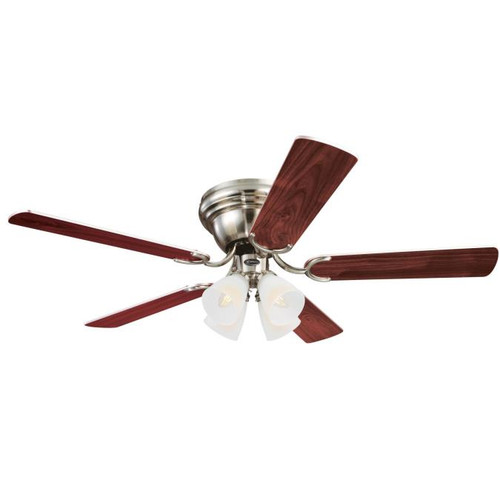 Westinghouse 7232000 Contempra IV Dimmable LED 52" Indoor Ceiling Fan, Brushed Nickel Finish with Reversible Rosewood/Bird's Eye Maple Blades, Frosted Ribbed Glass