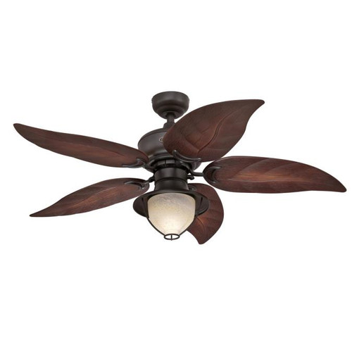 Westinghouse 7236200 Oasis LED 48" Indoor/Outdoor Ceiling Fan, Oil Rubbed Bronze Finish with Mahogany ABS Blades, Yellow Alabaster Glass