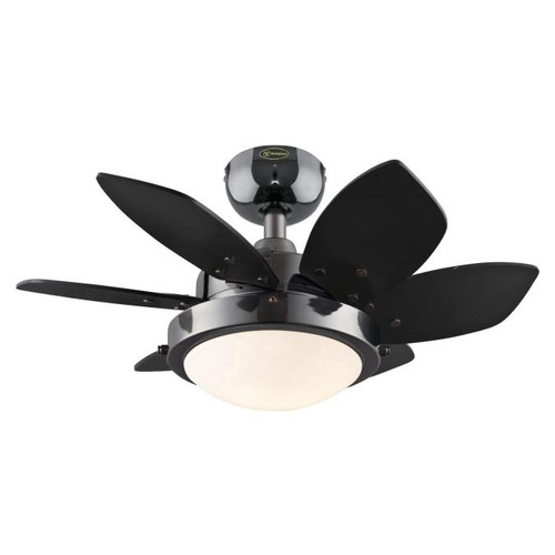 Westinghouse 7224600 Quince Dimmable LED 24" Indoor Ceiling Fan, Gun Metal Finish with Reversible Black/Graphite Blades, Opal Frosted Glass