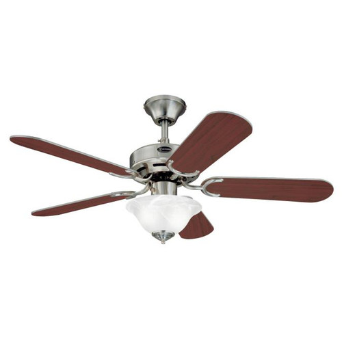 Westinghouse 7237500 Richboro SE Dimmable LED 42" Indoor Ceiling Fan, Brushed Nickel Finish with Reversible Rosewood/Light Maple Blades, Frosted White Alabaster Glass