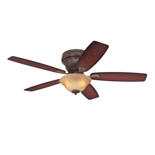 Westinghouse 7230600 Sumter LED 52" Indoor Ceiling Fan, Classic Bronze Finish with Reversible Applewood with Shaded Edge/Dark Cherry Blades, Amber Alabaster Bowl