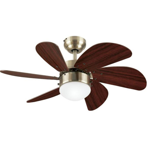 Westinghouse 7234700 Turbo Swirl Dimmable LED 30" Indoor Ceiling Fan, Antique Brass Finish with Walnut Blades, Opal Frosted Glass