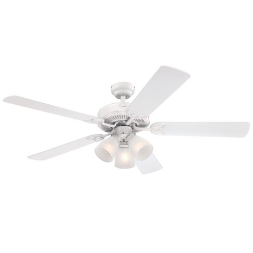 Westinghouse 7236400 Vintage Dimmable LED 52" Indoor Ceiling Fan, White Finish with Reversible White/White Washed Pine Blades, Frosted Ribbed Glass