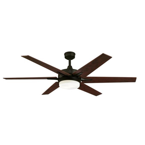 Westinghouse 74002B00 Cayuga 60" Indoor WiFi Dimmable LED Ceiling Fan, Black-Bronze with Applewood/Cherry Blades, Frosted Opal Glass, Remote